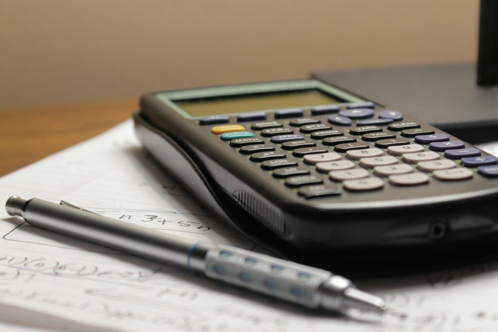 Calculator and financial documents