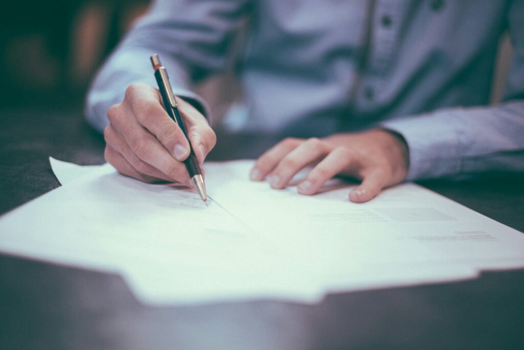 Signing a business licence application