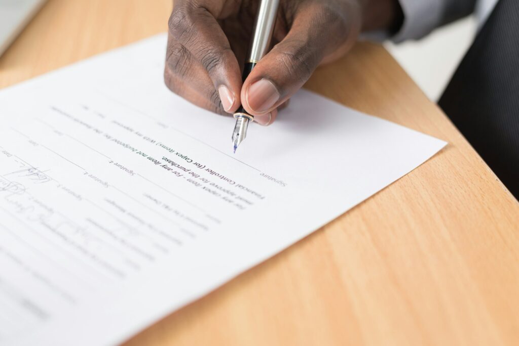 Signing official paperwork